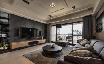 低調(diào)美觀(guān)日式風(fēng)格120平米四居室客廳電視背景墻裝修效果圖