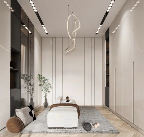 建發(fā)泱譽現(xiàn)代輕奢風(fēng)格復(fù)式衣帽間裝修效果圖