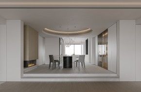 現(xiàn)代奶油風(fēng)三居室餐廳裝修效果圖